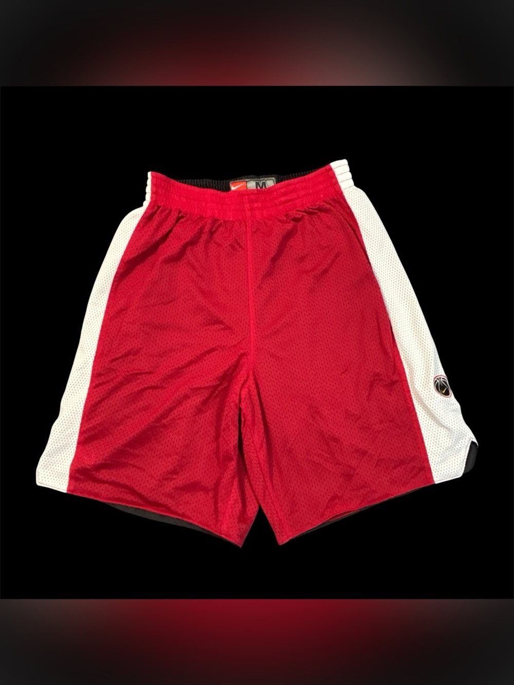 VTG Nike Team Basketball Shorts Medium Red White Baggy Reversible Flight Swoosh